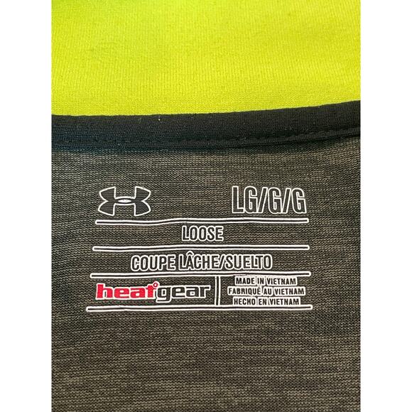 Under Armour Green and Neon 1/4 zip long sleeve Heat Gear Large - Picture 3 of 9